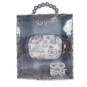 XO Poppy AirPods Pro Case Blue White Toile De Jouy Pattern Protective Cover NEW